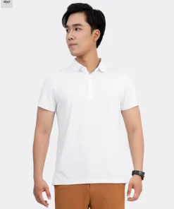 Áo polo nam dáng suông màu trắng 3002I